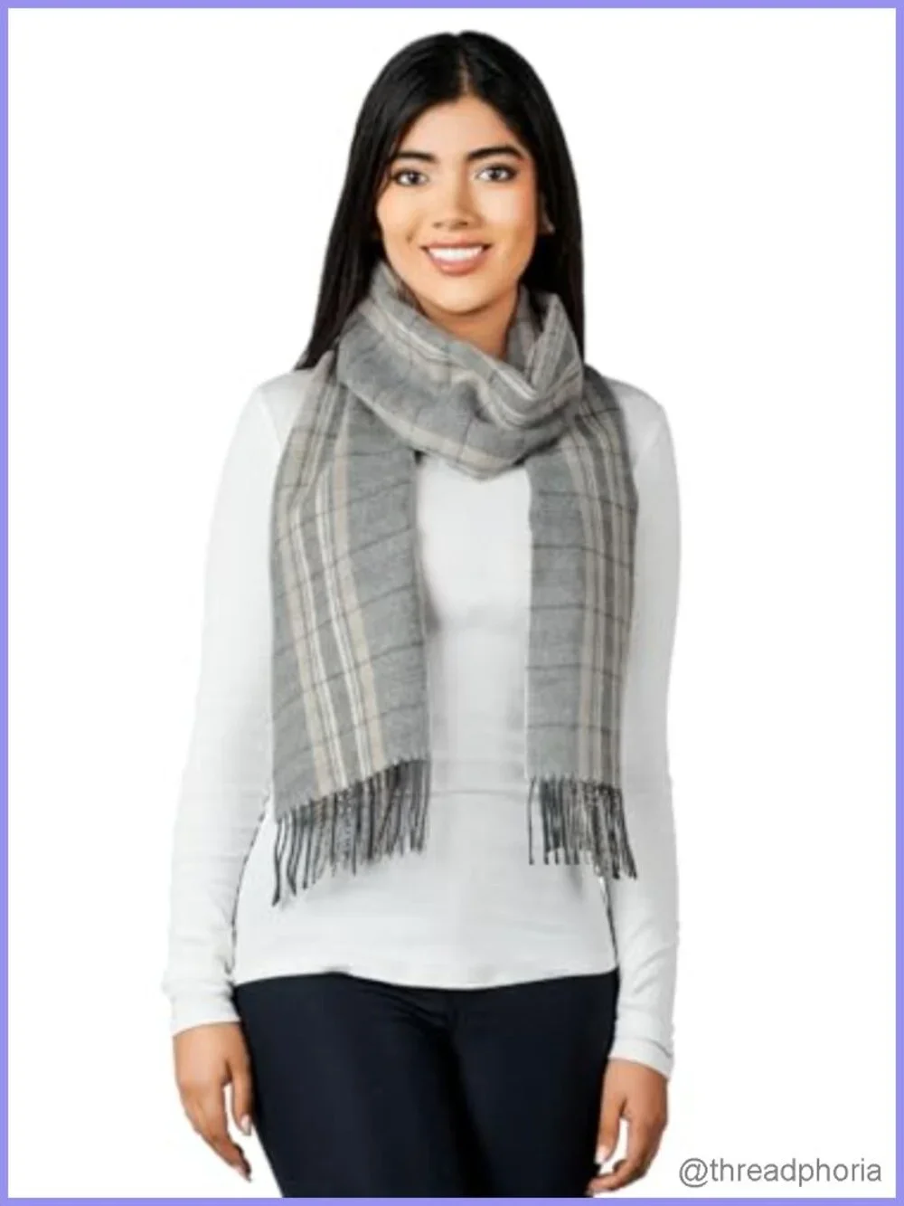 100% Baby Alpaca Wool Tartan Plaid Scarf - Handwoven Unisex